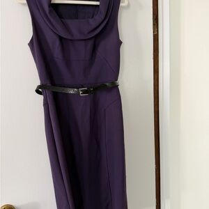 Donna Ricco Purple Cowl Neck Midi Dress
